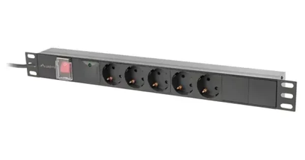 Lanberg Napájacia distribučná jednotka (PDU) 19" 1U čierna / PDU / 16A / 5x SCHUKO / 2 m (PDU-05F-0200-BK)