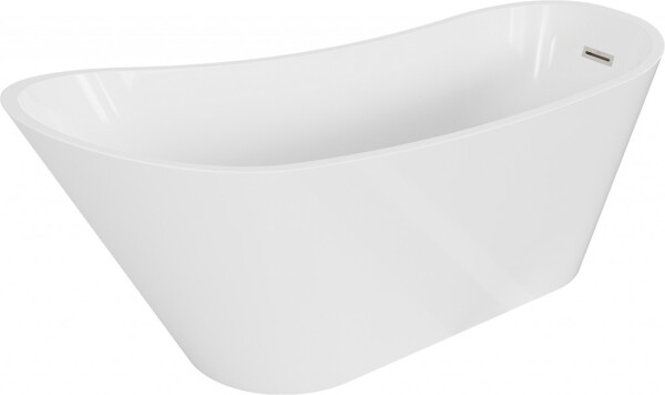 MEXEN/S - Alta voľne stojaca vaňa 170 x 75, biela, sifón a prepad nikel kartáčovaná 52141707500-97