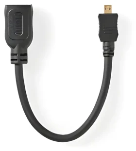 Nedis HDMI kábel Micro HDMI čierna / Kábel HDMI / 4K 30 Hz / 10,2 Gbps / Ethernet / 0,20 m (CVGT34790BK02)