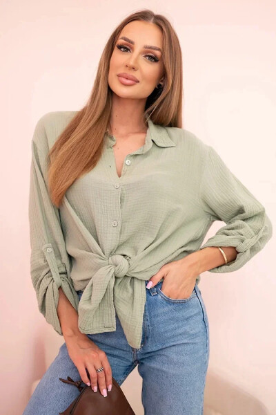 Bavlnená mušelínová oversize košeľa svetlej khaki farby UNI