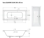 BESCO - Obdĺžniková vaňa QUADRO SLIM - Nožičky k vani - S nožičkami, Rozmer vane - 190 × 90 cm VANQAUD190SLIM+OLVPINOZSTELWD