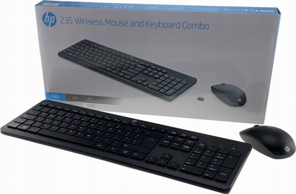 HP HP 235 Wireless Mouse and Keyboard Combo - Full-size (100%) - RF Wireless - Black - Mouse included