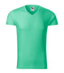 Pánske tričko Slim Fit s výstrihom do V v mätovej farbe L
