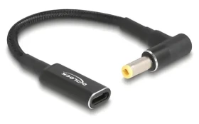 Delock 19,5V USB-C černá / Napájecí adaptér pro notebook / 90° / 3A / 0,15 m / USB Power Delivery (60040)