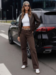 FashionStreet hnedá dámska kožená bunda ramones TY5220 M