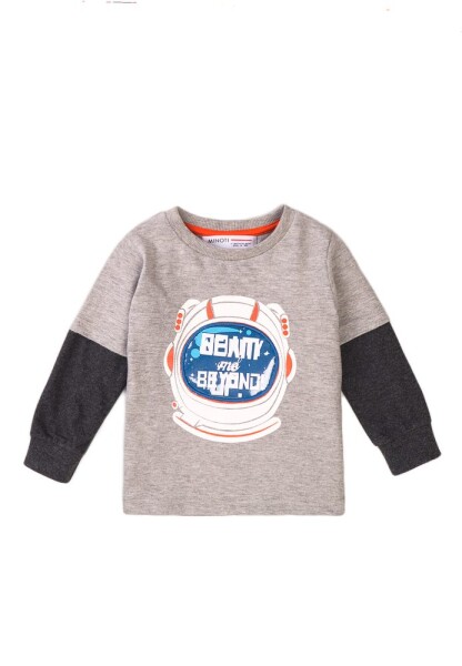Tričko chlapčenské s dlhým rukávom, Minoti, Beam 3, šedá - 86/92 | 18-24m