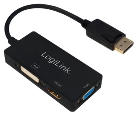 LogiLink adaptér DisplayPort na DVI, HDMI a VGA / Redukcia / 4K 30 Hz / 0,15 m (CV0109)