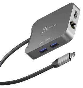 J5Create 4K60 Elite šedá / Adaptér / USB-C / HDMI 4K / 2x USB-A / RJ-45 (JCD3191-N)