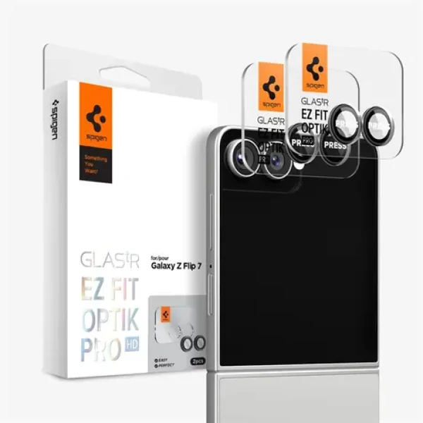 Spigen Glass TR EZ Fit Optik Pre HD Ochranné sklo kamery pre Samsung Galaxy Z Flip 7 čierna (2ks) (AGL09587)