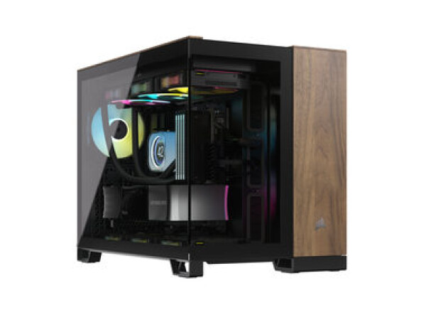 Corsair 2500X čierno-orechová / Micro-ATX / 1x USB-C 3.1 / 2x USB-A / bez zdroja / priehľadná bočnica (CC-9011286-WW)