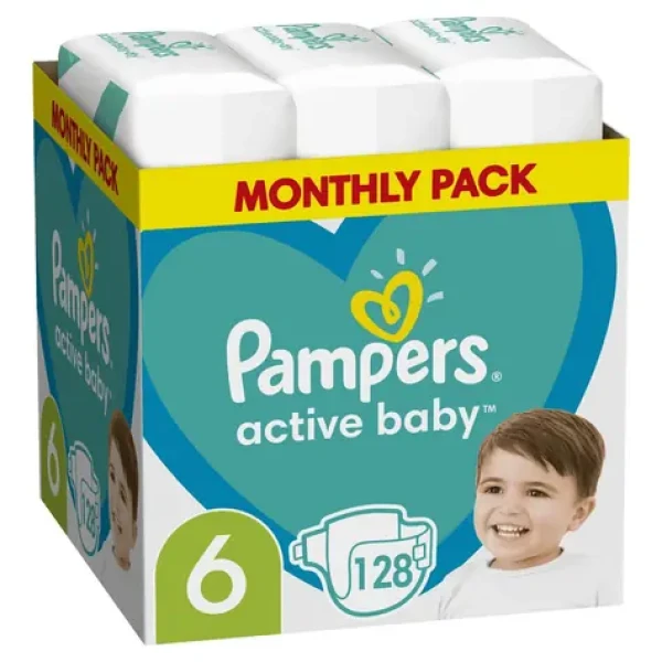 Pampers Active Baby Monthy Box Extra Large (128 ks) / Plienky / Veľkosť 6 (15+ kg) (DIOPMPPIE0160)