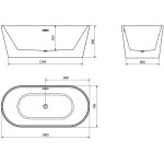 MEXEN/S - Luna vaňa voľne stojaca 160 x 75, biela, sifón a prepad biela 52031607500-20