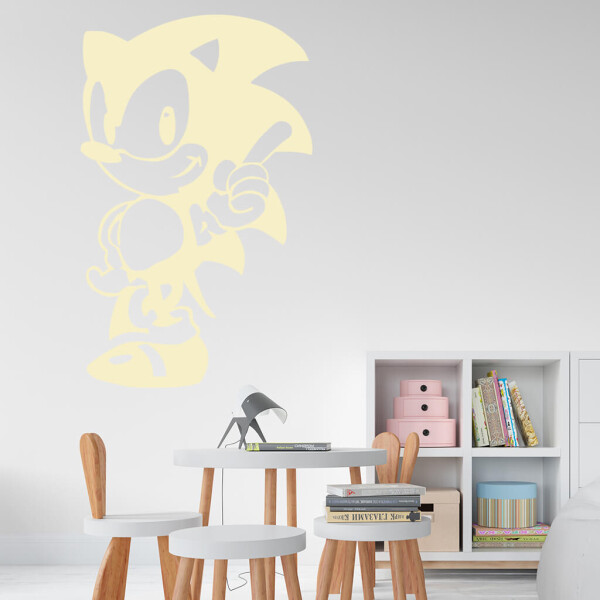 Veselá Stena Samolepka Ježko Sonic Farba: béžová, Veľkosť: 100 x 62 cm