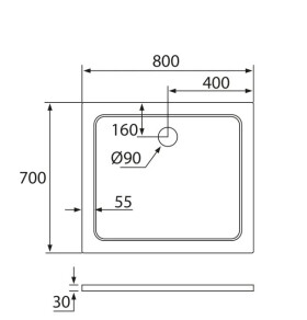 H K - THOR Sprchová vanička z liateho mramoru, obdĺžnik, 80x70x3 cm SE-THOR-8070