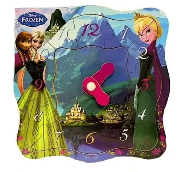 TOP BRIGHT Drevené puzzle hodiny Ľadové kráľovstvo