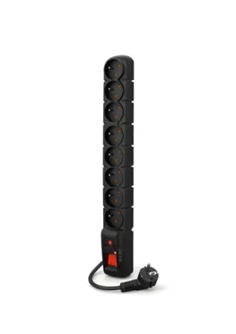 Acar S8 PRO čierna / Predlžovací kábel / 8 zásuviek / prepäťová ochrana / 3 m (W0143)