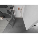 MEXEN/S - Kioto L Sprchová zástena WALK-IN 100 x 200, biely vzor, ružové zlato 800-100-103-60-97