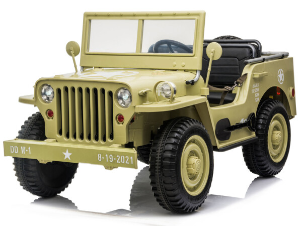 Mamido Detské elektrické autíčko Jeep Willys 4x4 trojmiestne béžové