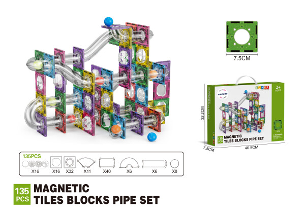 Mamido Mamido Farebná magnetická stavebnica guľôčková dráha 135 dielikov MT1467