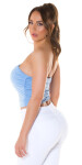 Sexy Bandeau crop top Corset Look babyblue Einheitsgroesse