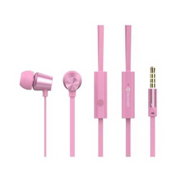 SWISSTEN Earbuds Dynamic YS-500 ružová / Slúchadlá s mikrofónom / 3.5mm Jack / 1.2m (51107004)