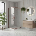 REA/S - Sprchovací kút City 90x90 Brush Copper So sprchovou vaničkou Savoy KPL-K6984