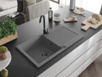 MEXEN/S MEXEN/S - Leo granitový drez 1 s odkvapkávačom 900x500 mm, sivá,+ sifón grafit 6501901010-71-B
