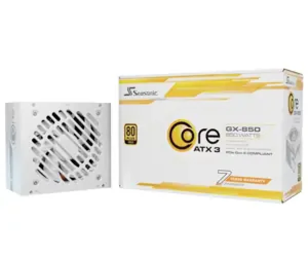 Seasonic Core GX-850-V2-WHITE 850W biela / PC napájací zdroj / 1x 12-pin GPU / 2x PCIe / 850 W / 120 mm / 80+ Gold (SRP-CGX851-A5A32SF-W)