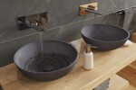 Umývadlo na dosku SAT Cemento 42x42 cm antracit bez prepadu CEM4242A CEM4242A