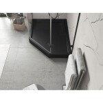 MEXEN - Flow+ päťboká sprchová vanička ľavá 100 x 90, čierna mat 46P709010LH