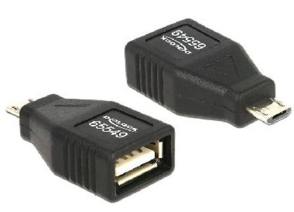 DeLock adaptér USB micro-B samec na USB 2.0-A samica / OTG / celý v puzdre (65549)