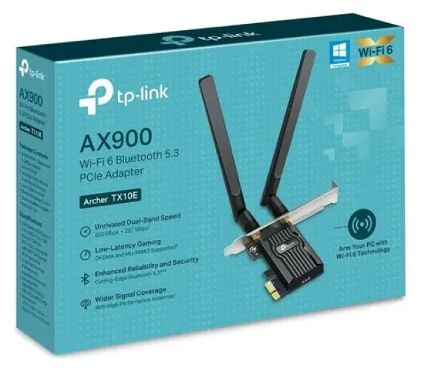 TP-LINK Archer TX10E čierna / Wi-Fi PCI-E Adaptér AX900 / Wi-Fi 6 / Bluetooth / Dual-band (Archer TX10E)
