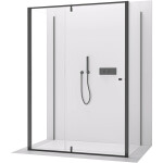 CERANO - Trojstenný sprchovací kút Santini UL/P - 6 mm - čierna matná, transparentné sklo - 110x90x195 - pivotový CER-8050BD7873