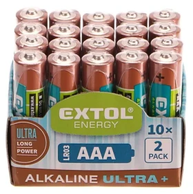 Extol- Energy Batérie alkalické ULTRA+ 1.5V AAA (LR03) 20ks (EX42012)