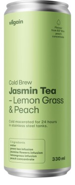 Vilgain Cold Brew zelený čaj – Lemongrass & broskyňa 330 ml