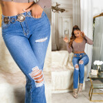 Sexy Highwaist Used Look Mom Jeans denimblue