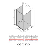 CERANO - Trojstenný sprchovací kút Ferri UL/P - 6 mm - čierna matná, transparentné sklo - 100x100x195 - pivotový CER-8050BD7850
