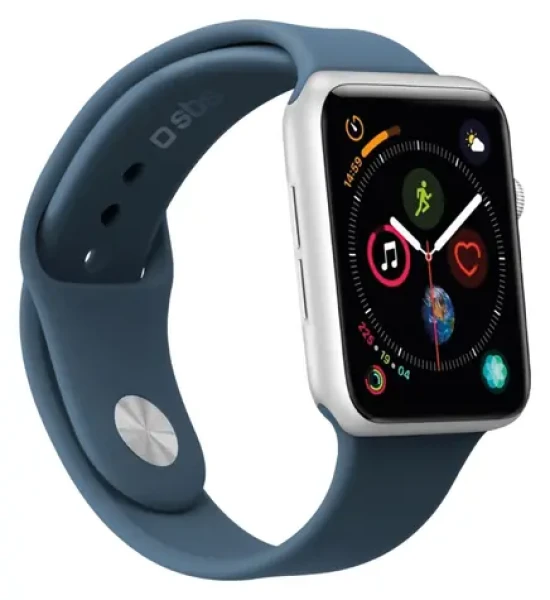 SBS caseme silikónový remienok pre Apple Watch 42/44/45 mm M modrá / Remienok / Silikón / Veľkosť M