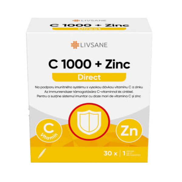 LIVSANE Vitamín C 1000 + zinok direct vrecúška 2,2 g 30 ks
