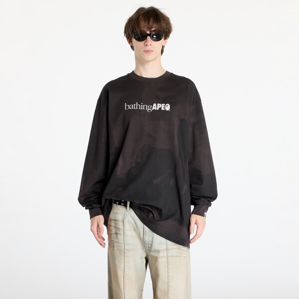 Tričko A BATHING APE Overprint Logo Relaxed Fit Long Sleeve Tee Black L