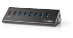 Nedis USB hub 8 portov / USB hub / QC3.0 / USB 3.2 Gen 1 / 5 Gbps / sieťové napájanie (UHUBUP3810BK)