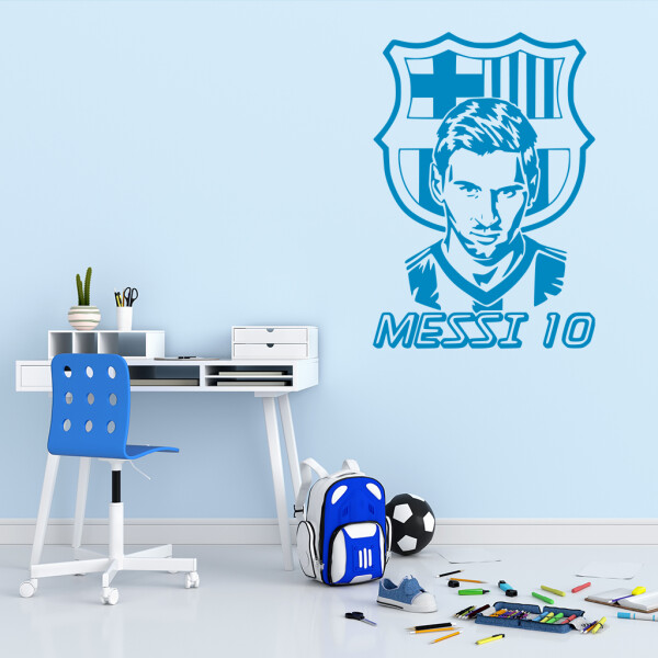 Veselá Stena Samolepka Lionel Messi 10 Farba: modrá, Veľkosť: 60 x 42 cm