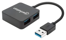 Manhattan USB 3.0 Hub čierny / 4X USB / Bus Power (162296)