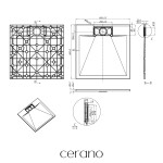 CERANO - Sprchová vanička čtvercová Enzo - SMC/minerální kompozit - strukturovaná černá matná - 80x80x3 CER-666049