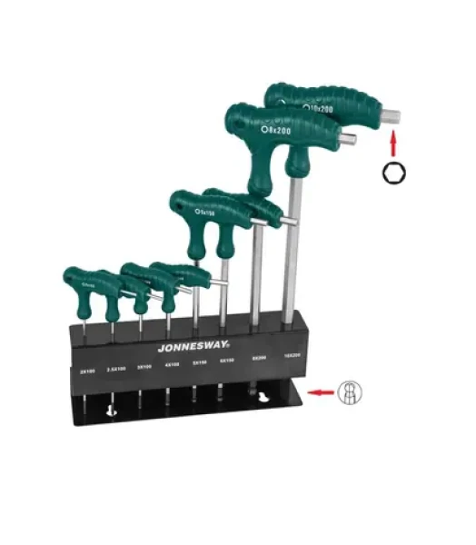 JONNESWAY Sada 8 zástrčných kľúčov Imbus s guličkou a T rukoväťou (JH10MB08S)