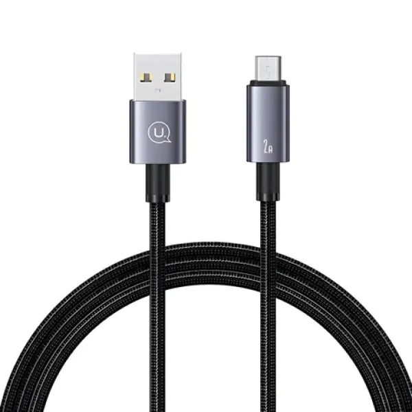 USAMS SJ668 čierna / Dátový kábel / USB-A - MicroUSB / 2A / 1,2 m / nylon (SJ668USB01)
