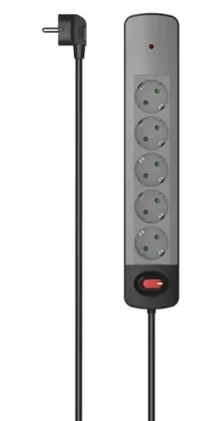 HAMA predlžovací prívod s prepäťovou ochranou / 5x zásuvka schuko / 1,5 m (223056)