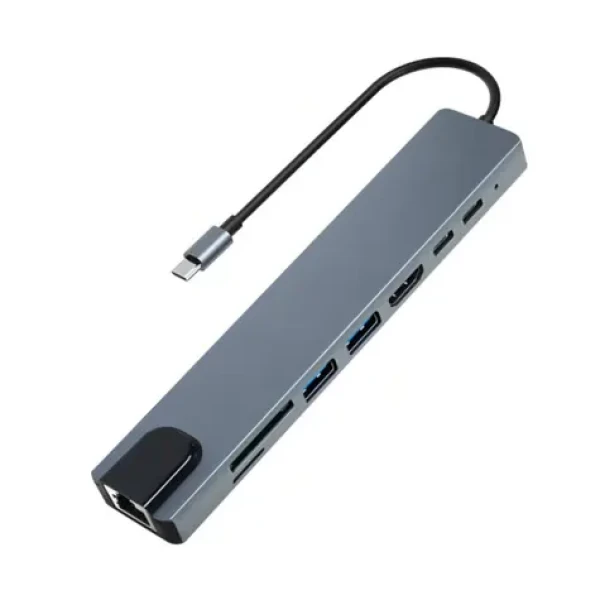 Aligator Dokovacia stanica USB-C/Hub 8v1 (USB-C/2xUSB/SD/MicroSD/HDTV/RJ45) (AHUB001)