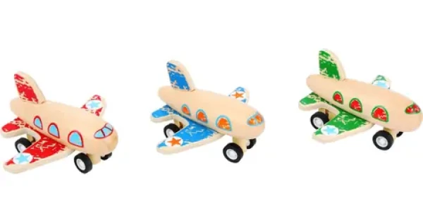 Small Foot Drevené naťahovacie lietadlo 1 ks červená