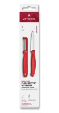 VICTORINOX Swiss Classic Kuchynský nôž a škrabka 2 ks červená / rovné ostrie (6.7111.21C1)